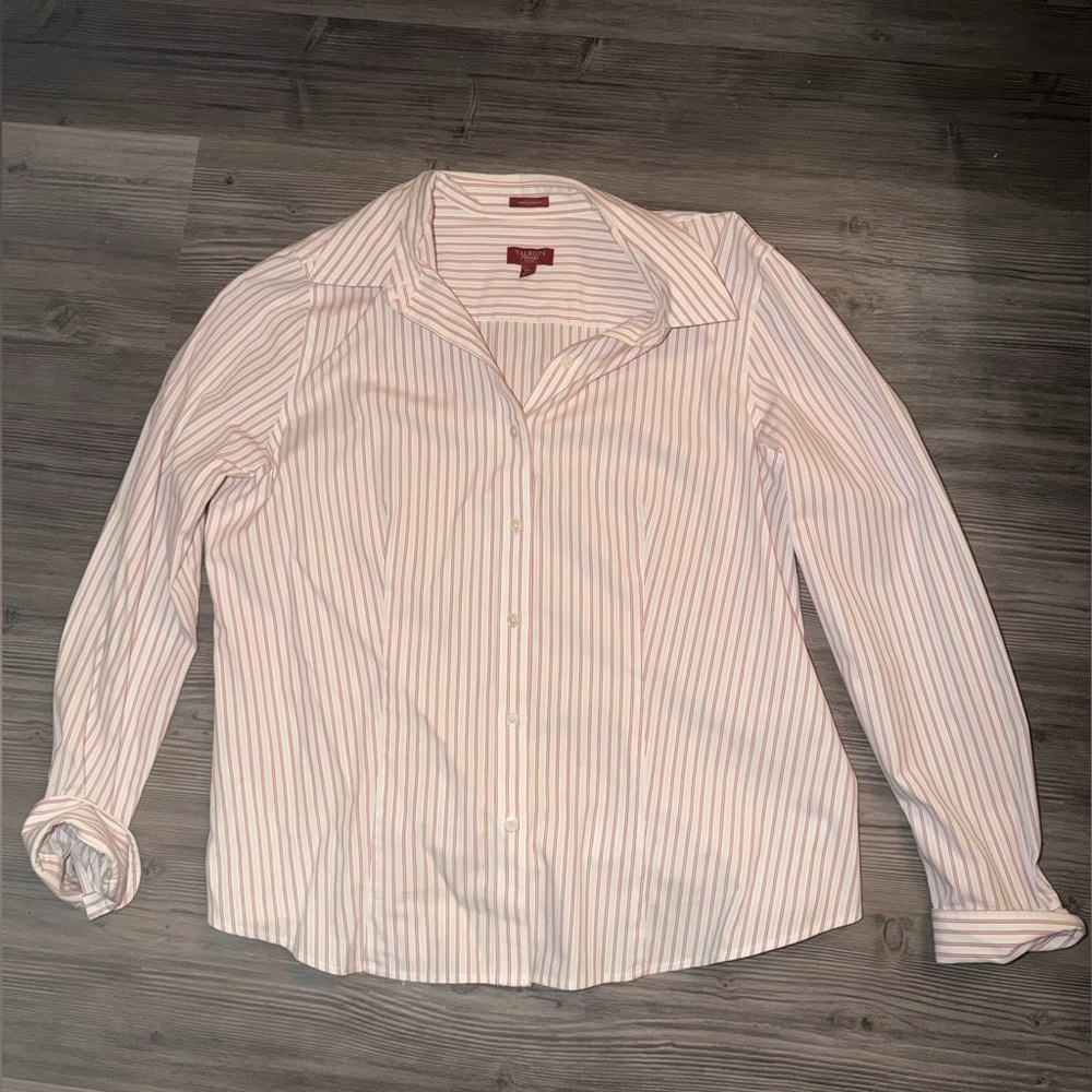 Talbots Pink Striped Button Down Shirt